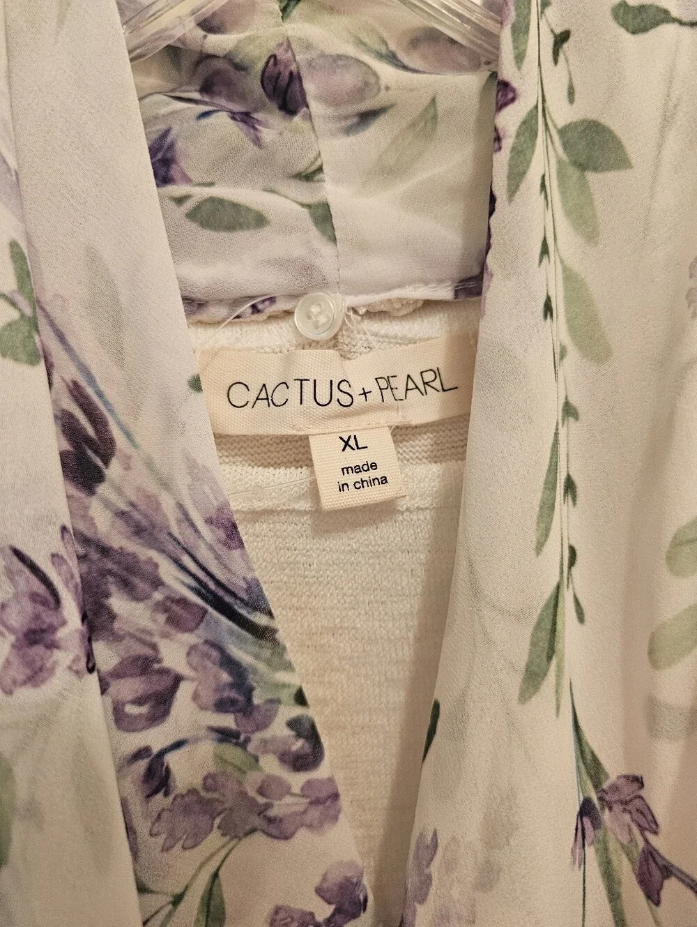 Cactus + Pearl XL Lavender Floral Top w/ Matching Fringe Infinity Scarf